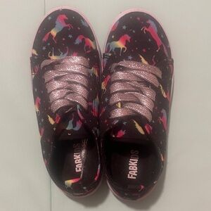 FabKids Colorful Unicorn Black Sneakers